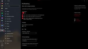 Windows Multi-tasking Settings