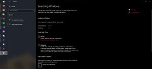 Windows File Search Settings