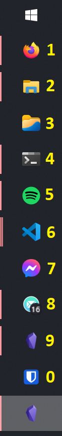 Taskbar App Numbering